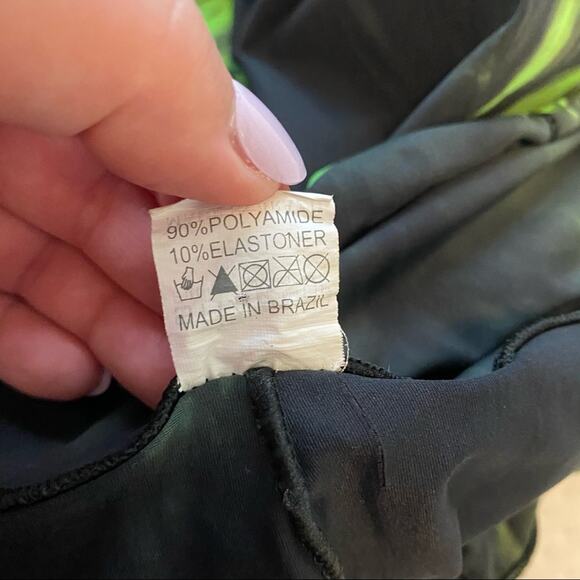 Shape Up Fitness Black & Green Tie Dye Capri Leggings Women's Approx Size Small - Picture 3 of 5